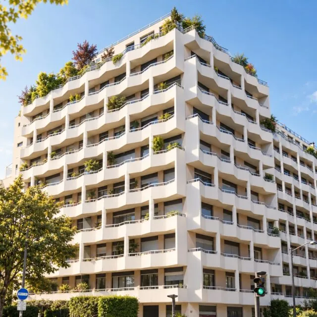 Résidence moderne aux balcons végétalisés
